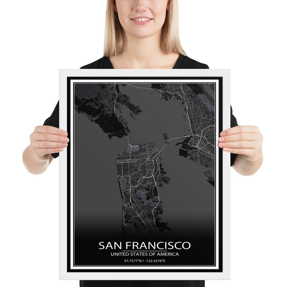 San Francisco Black Framed Map