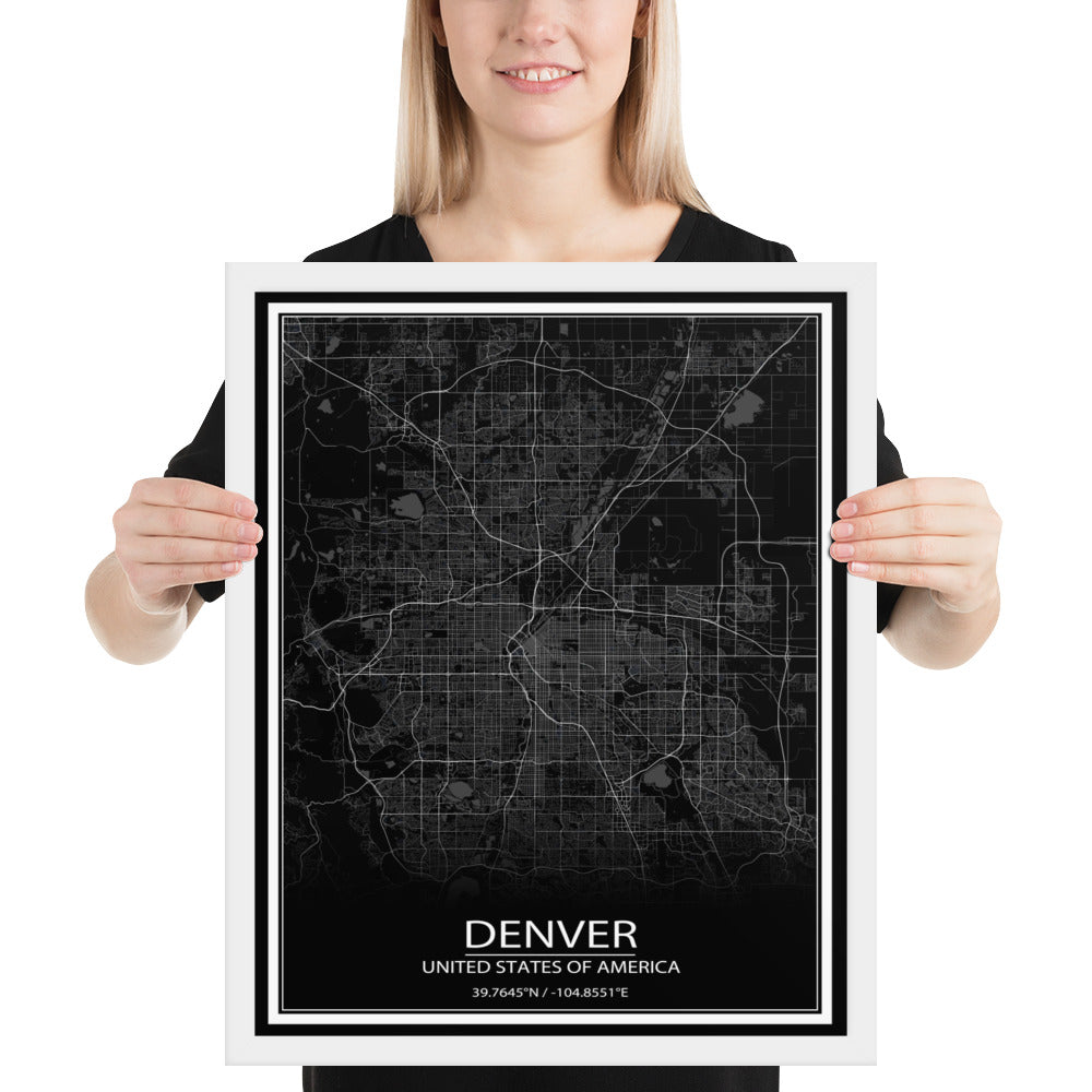 Denver Black Framed Map