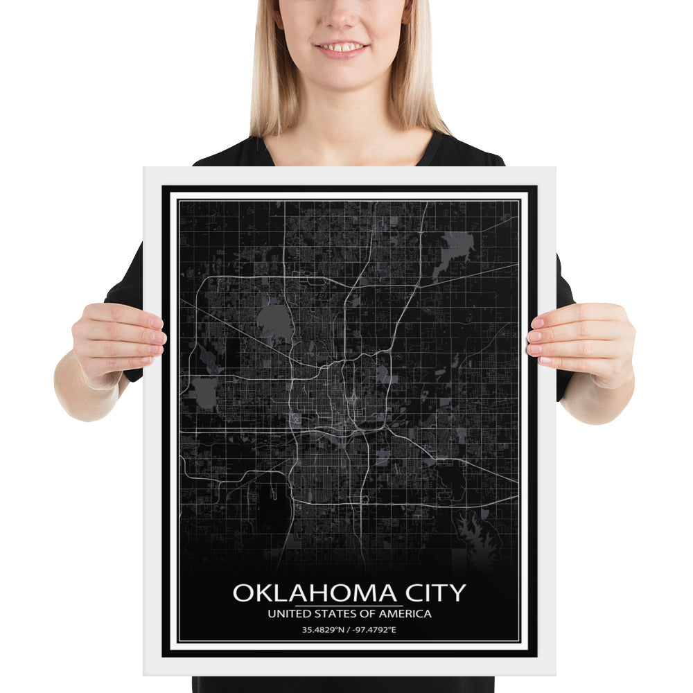 Oklahoma City Black Framed Map