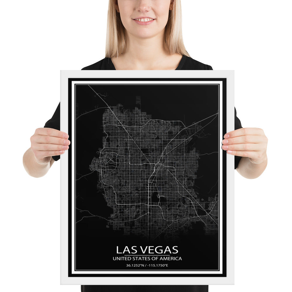 Las Vegas Black Framed Map