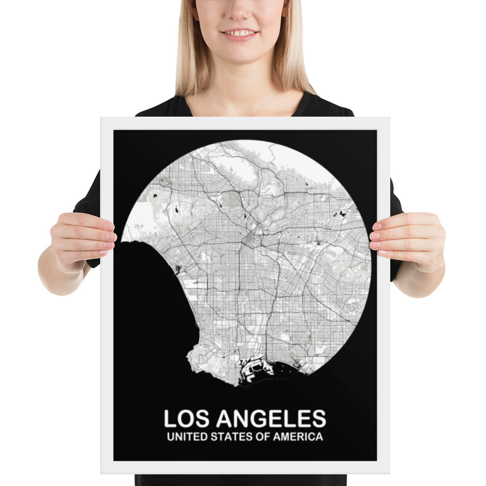 Los Angeles Circular White Framed Map