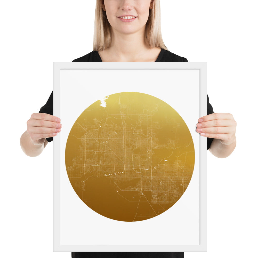 Phoenix Gold on White Framed Map