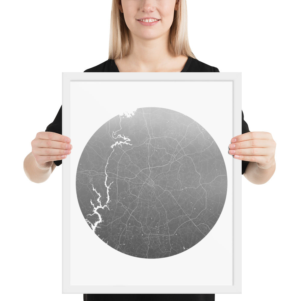 Charlotte Silver on White Framed Map