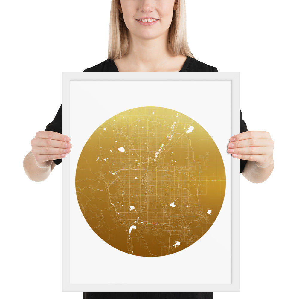 Denver Gold on White Framed Map