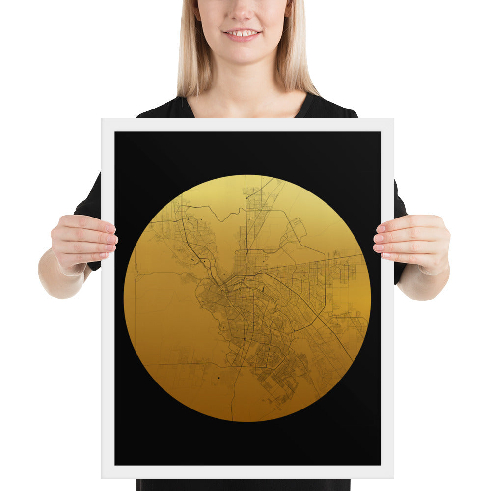 El Paso Gold on Black Framed Map