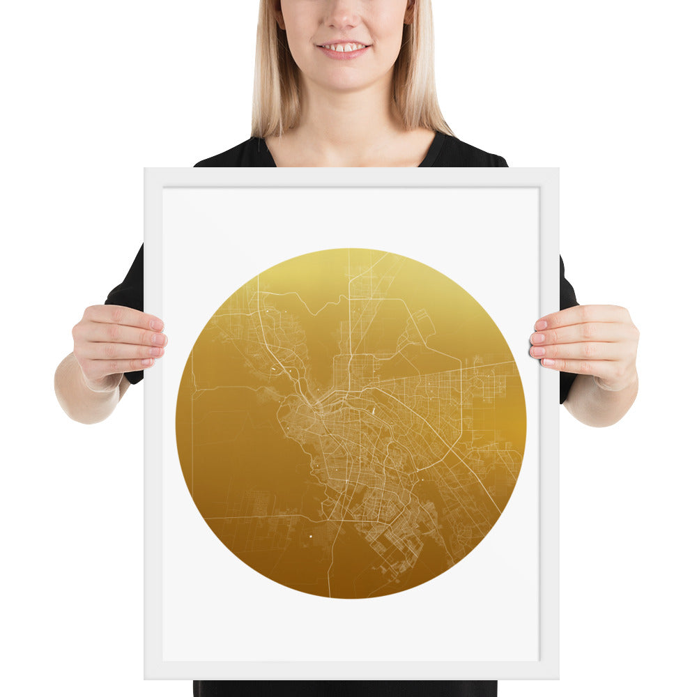 El Paso Gold on White Framed Map