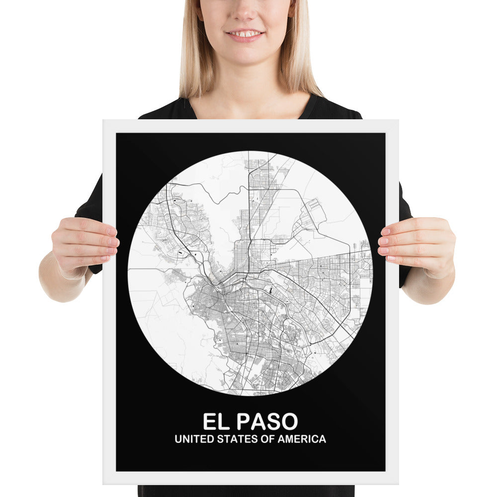 El Paso Circular White Framed Map