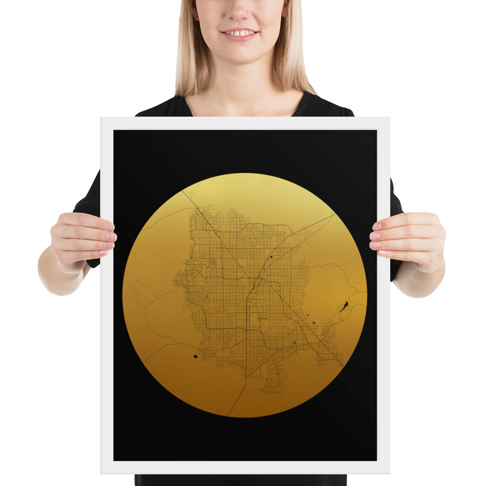 Las Vegas Gold on Black Framed Map