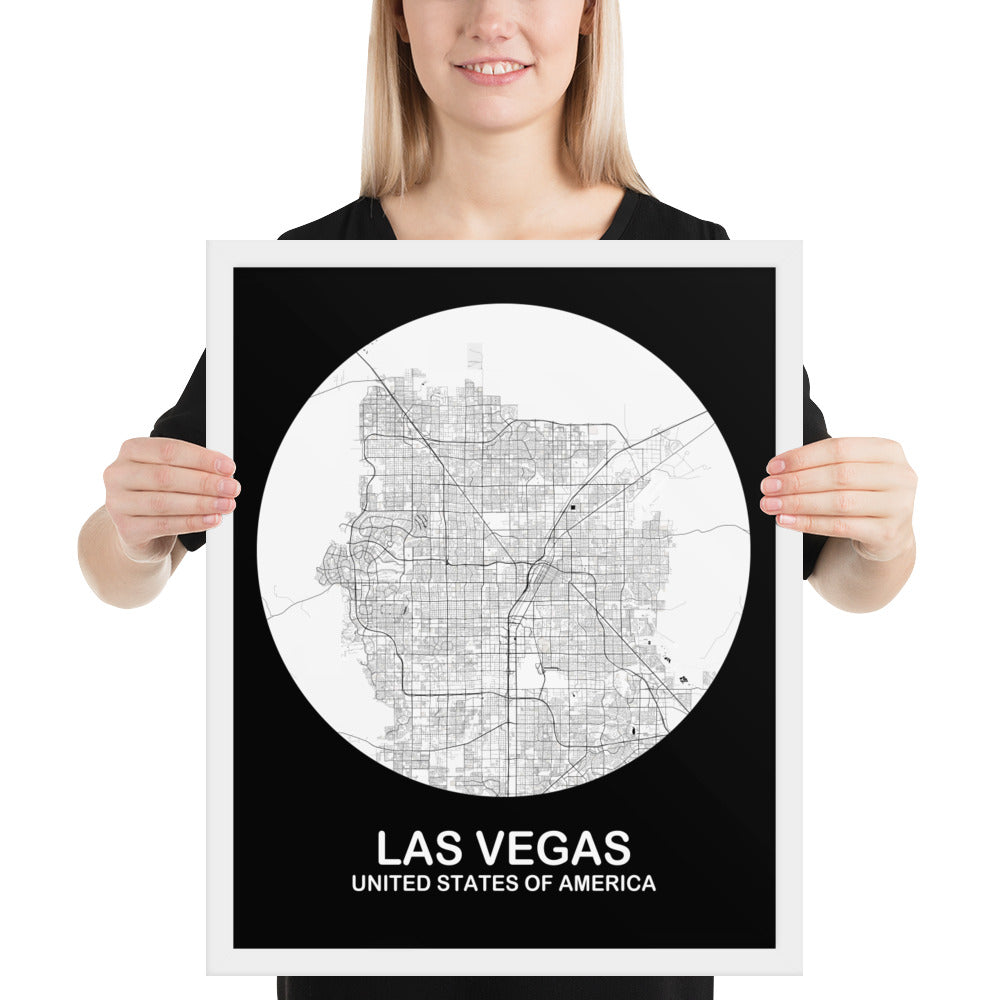 Las Vegas Circular White Framed Map