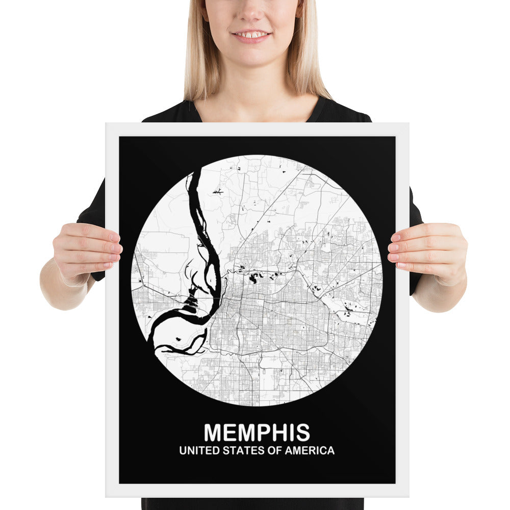 Memphis Circular White Framed Map