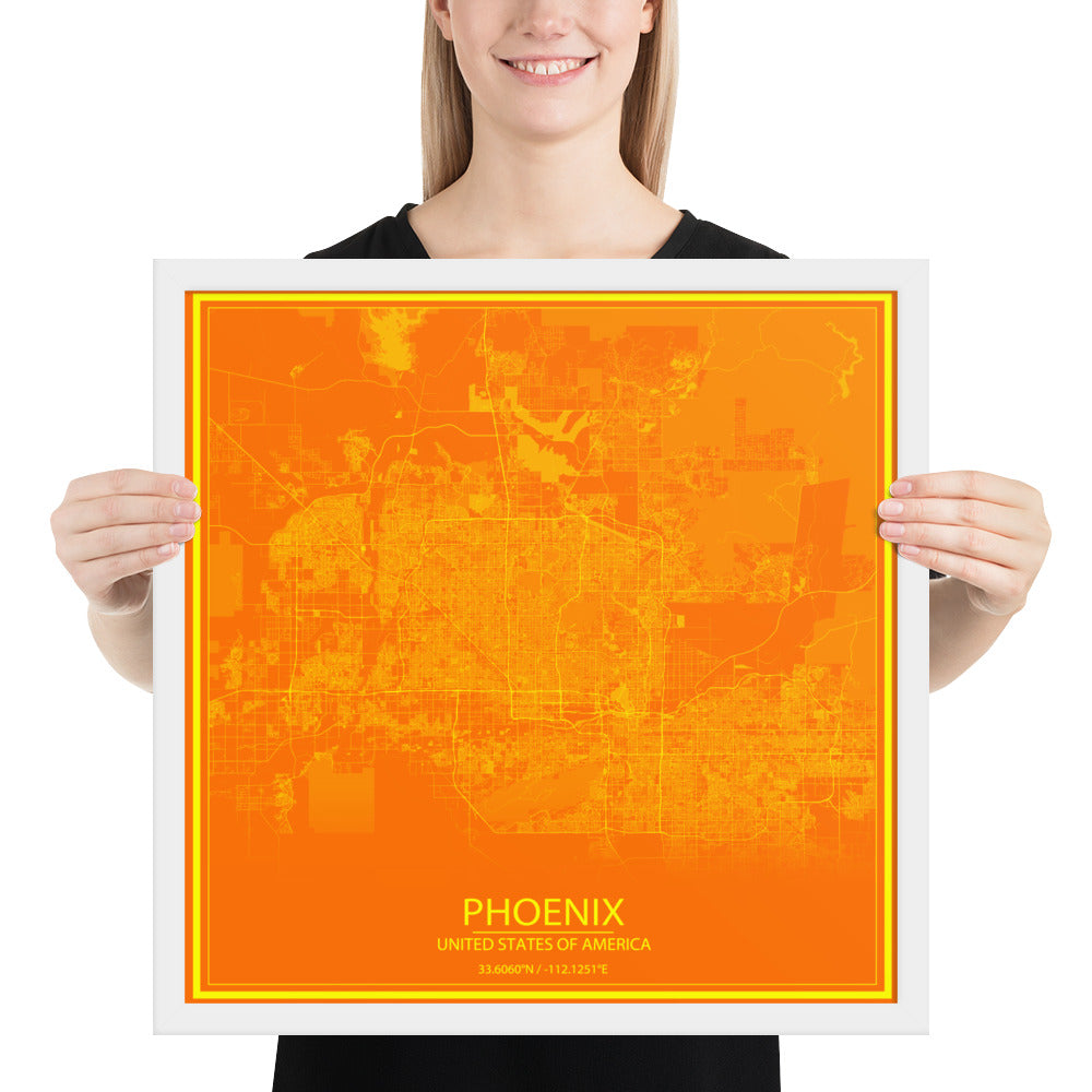 Phoenix Orange and Yellow Framed Map