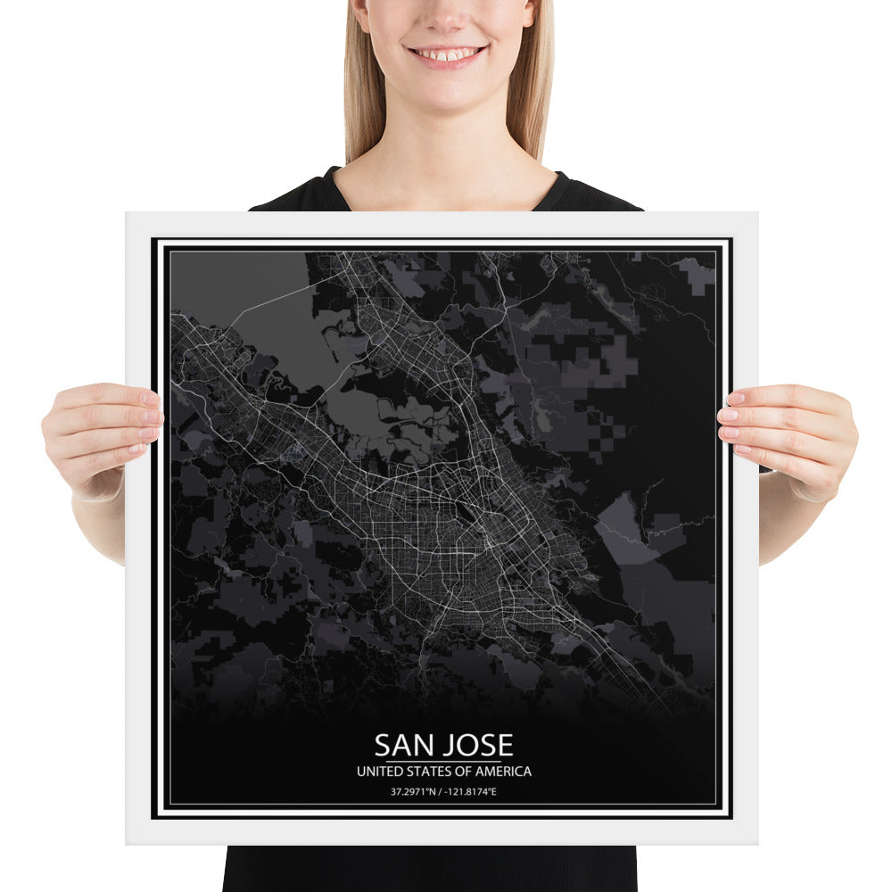 San Jose Black Framed Map