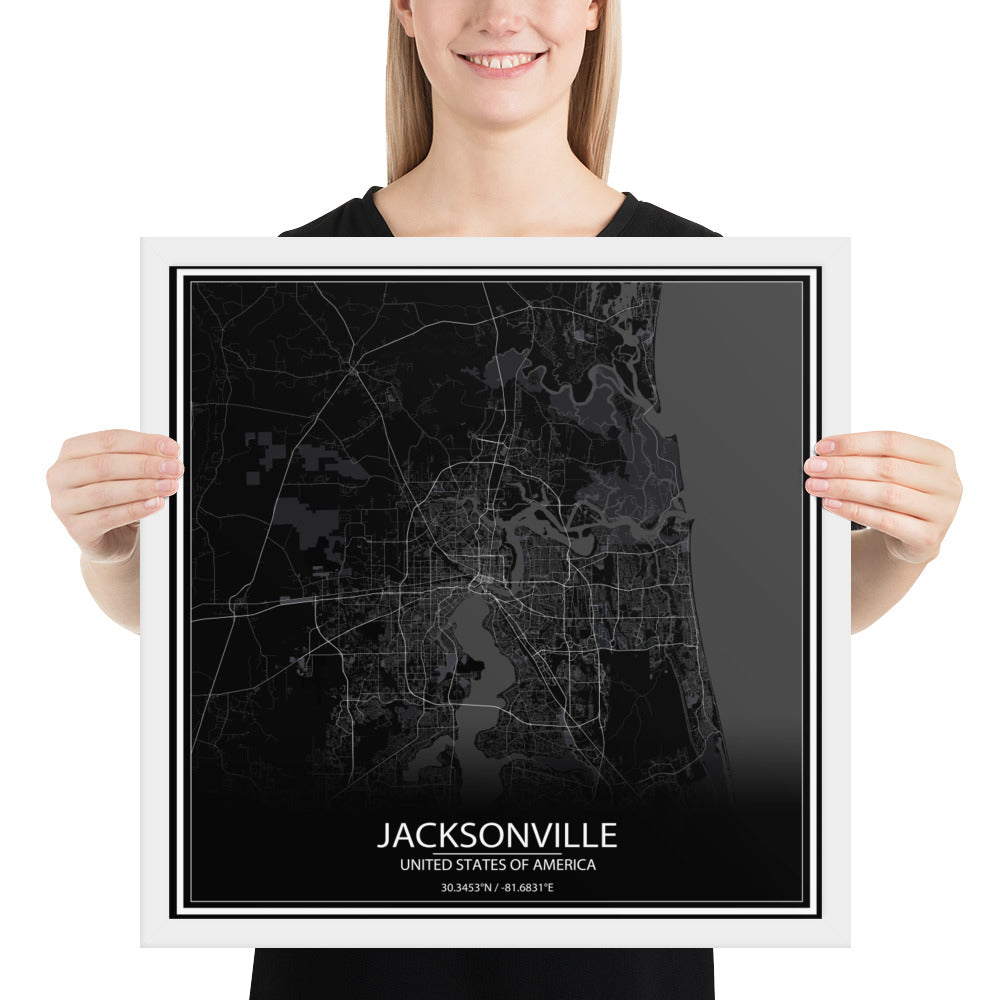 Jacksonville Black Framed Map