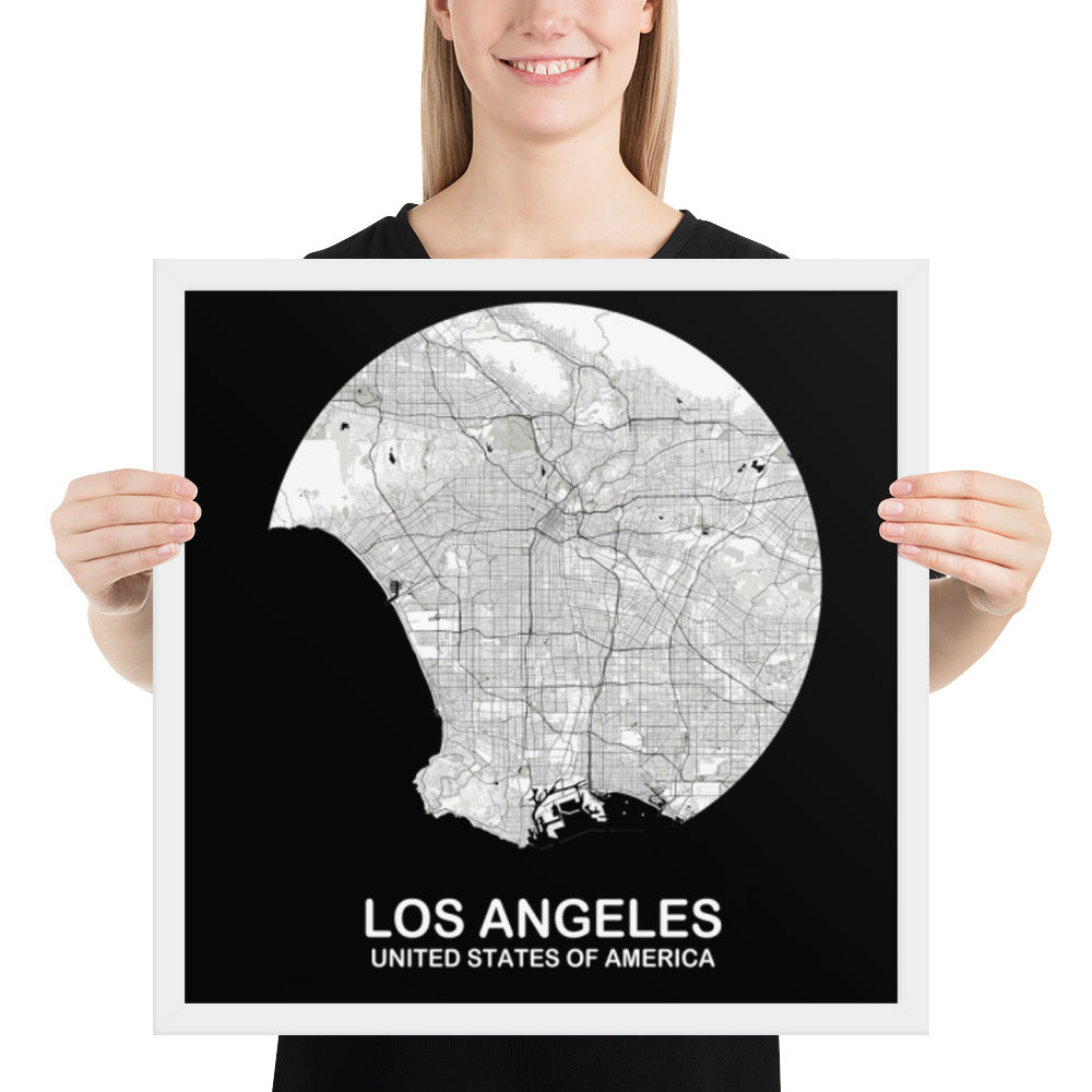 Los Angeles Circular White Framed Map