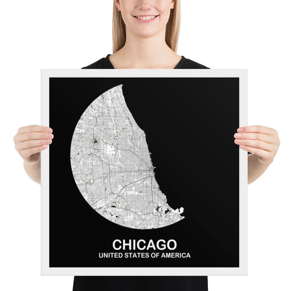 Chicago Circular White Framed Map