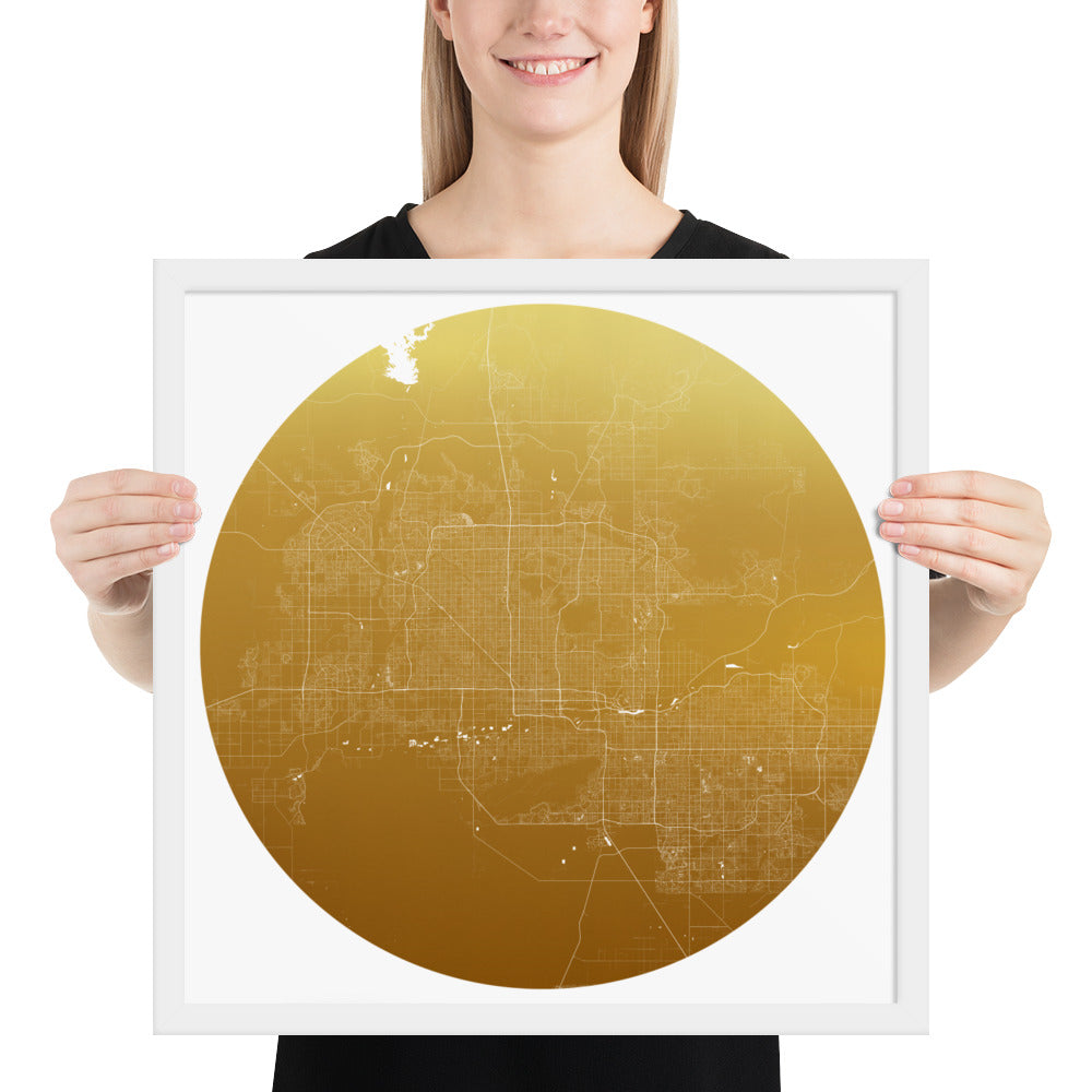 Phoenix Gold on White Framed Map