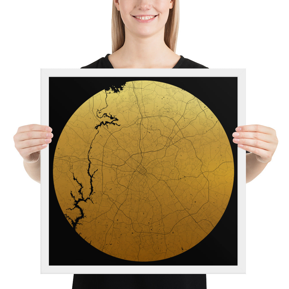 Charlotte Gold on Black Framed Map