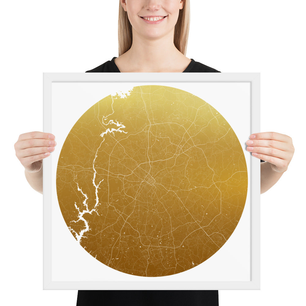 Charlotte Gold on White Framed Map