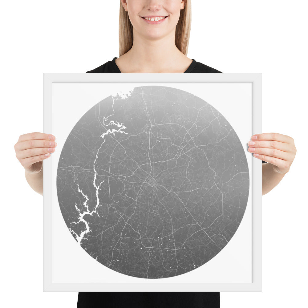 Charlotte Silver on White Framed Map