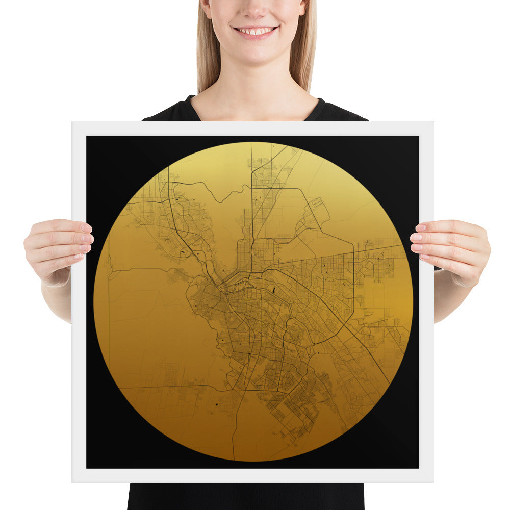 El Paso Gold on Black Framed Map