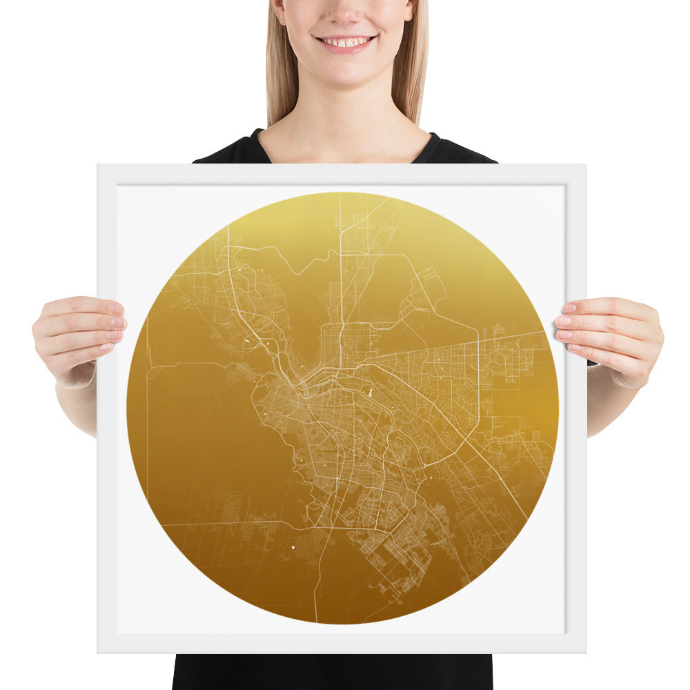 El Paso Gold on White Framed Map