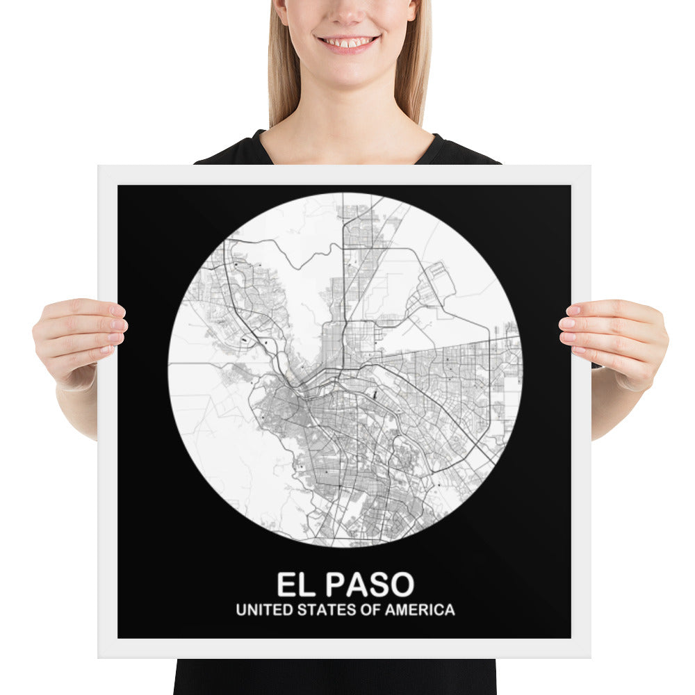 El Paso Circular White Framed Map