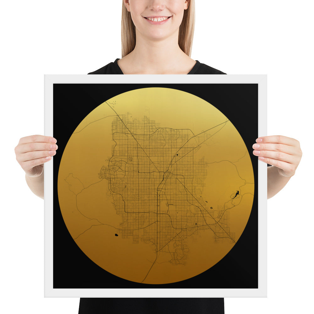 Las Vegas Gold on Black Framed Map