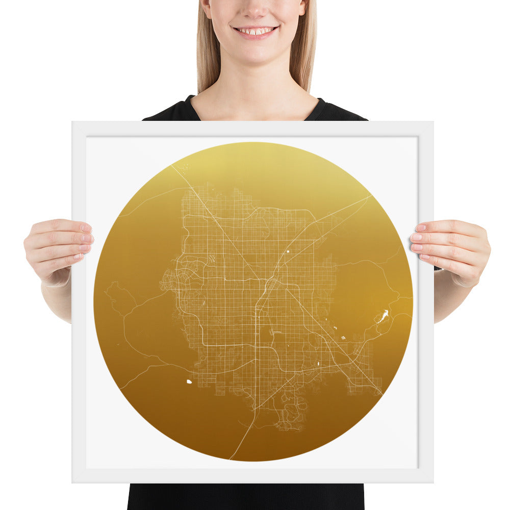 Las Vegas Gold on White Framed Map