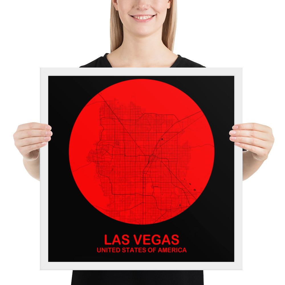 Las Vegas Circular Red Framed Map