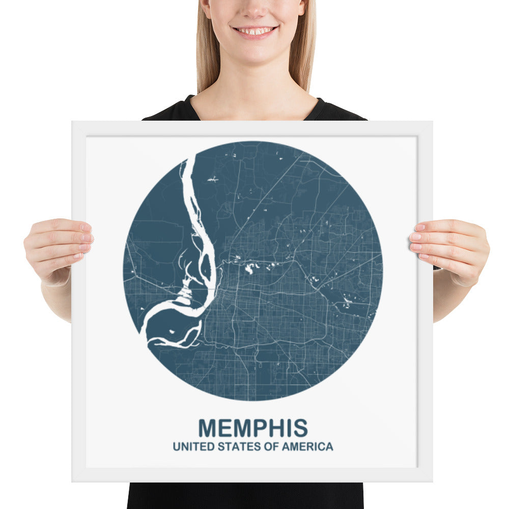 Memphis Circular Blue Framed Map