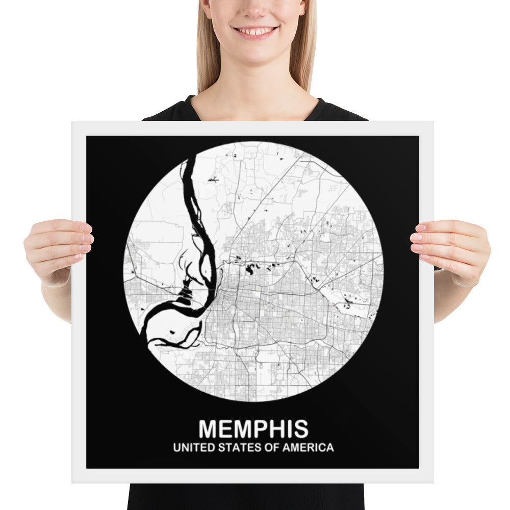 Memphis Circular White Framed Map