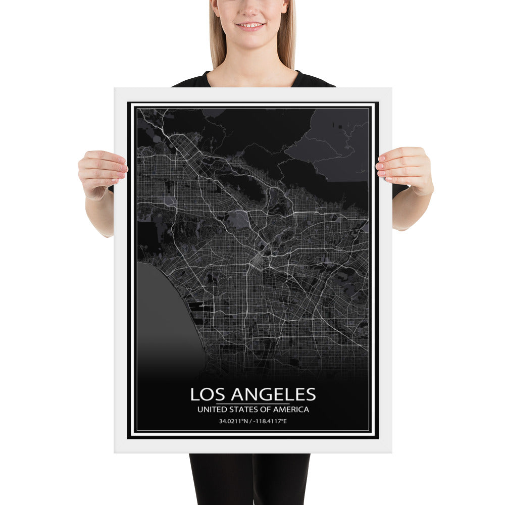 Los Angeles Black Framed Map