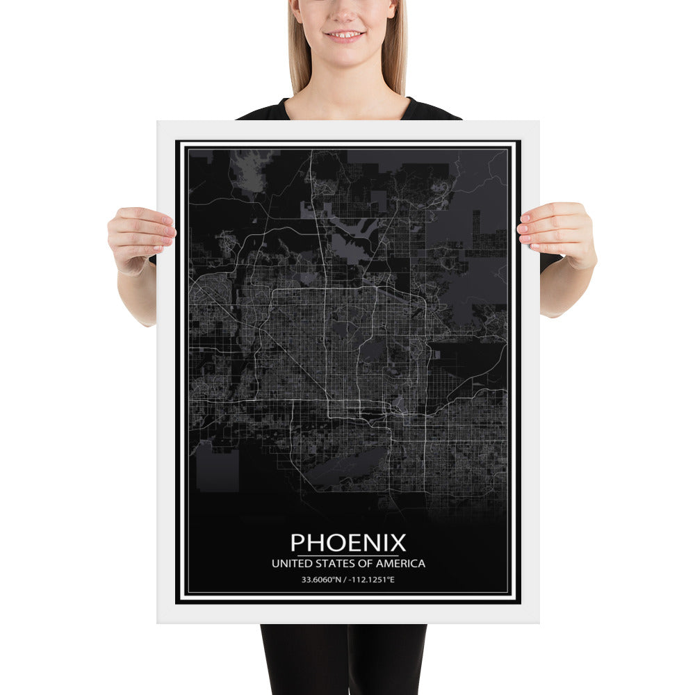 Phoenix Black Framed Map