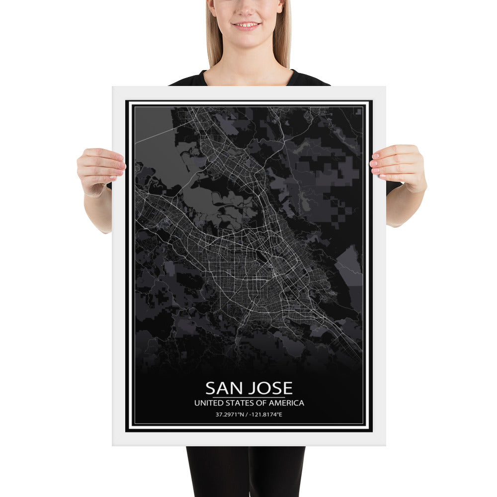 San Jose Black Framed Map