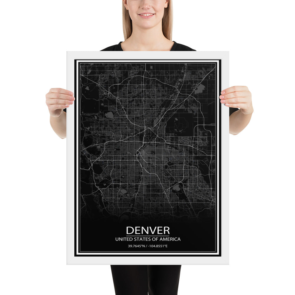 Denver Black Framed Map