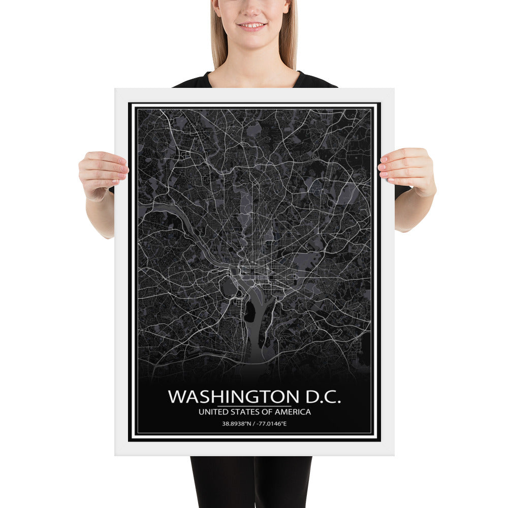 Washington, D.C. Black Framed Map