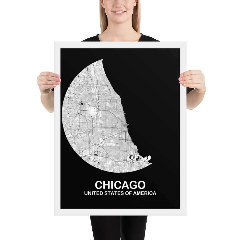 Chicago Circular White Framed Map