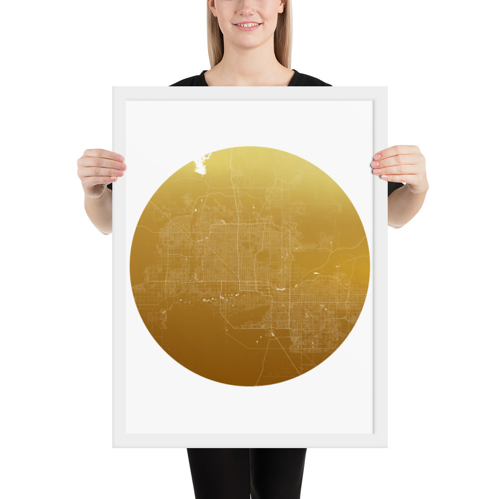 Phoenix Gold on White Framed Map