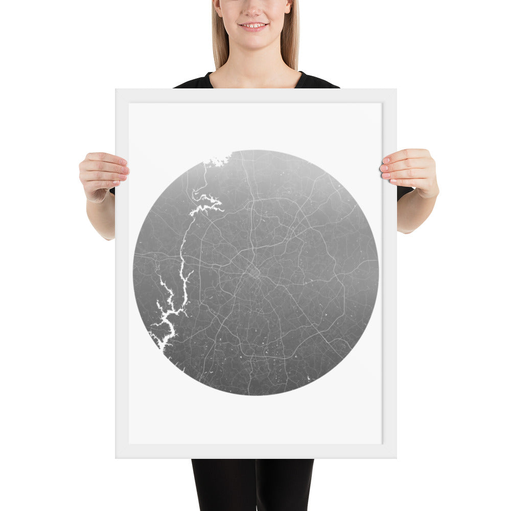 Charlotte Silver on White Framed Map