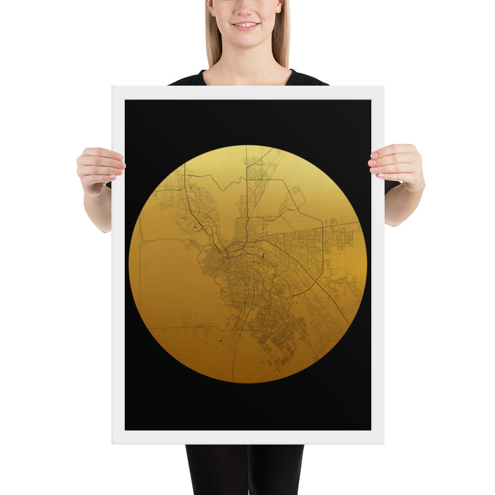 El Paso Gold on Black Framed Map