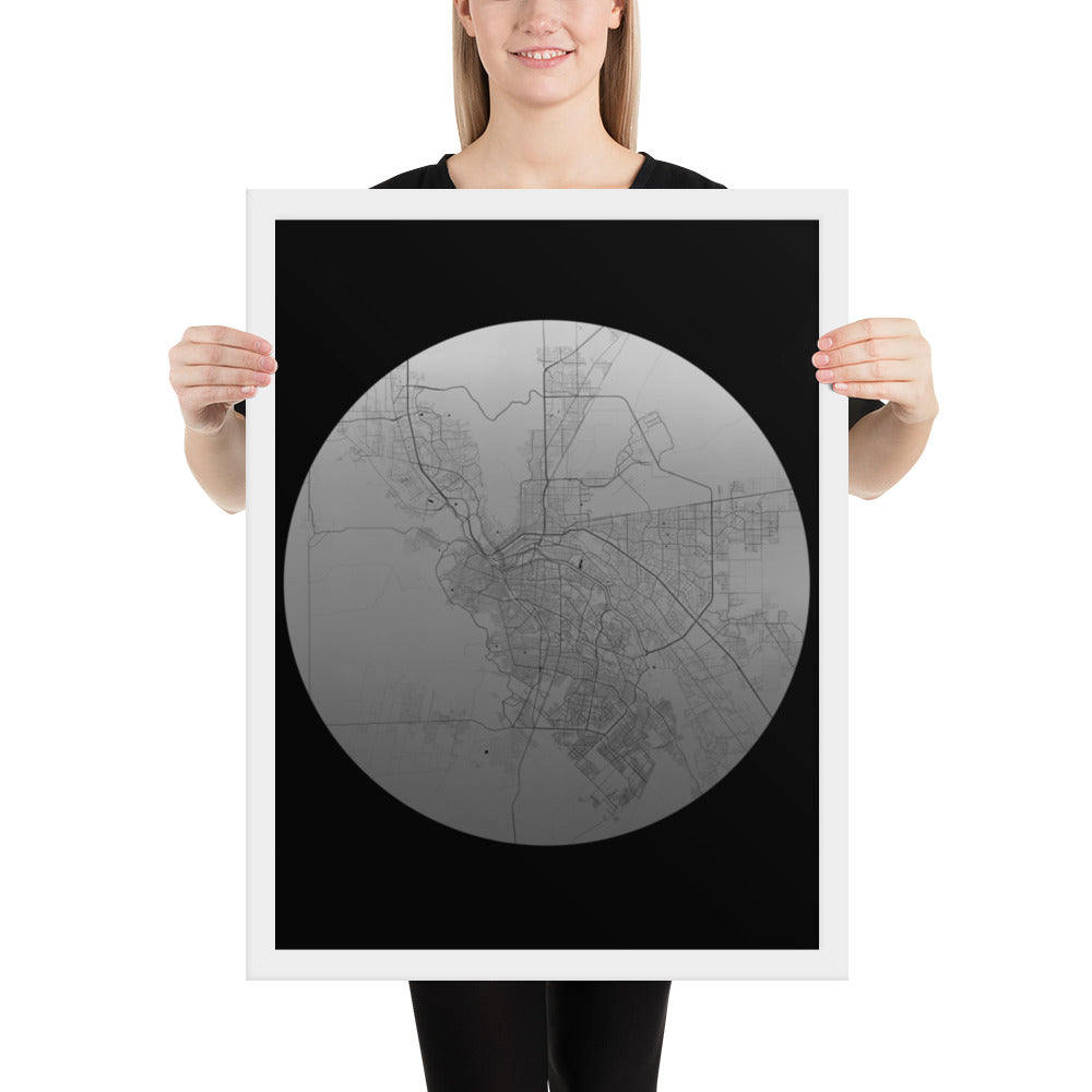 El Paso Silver on Black Framed Map