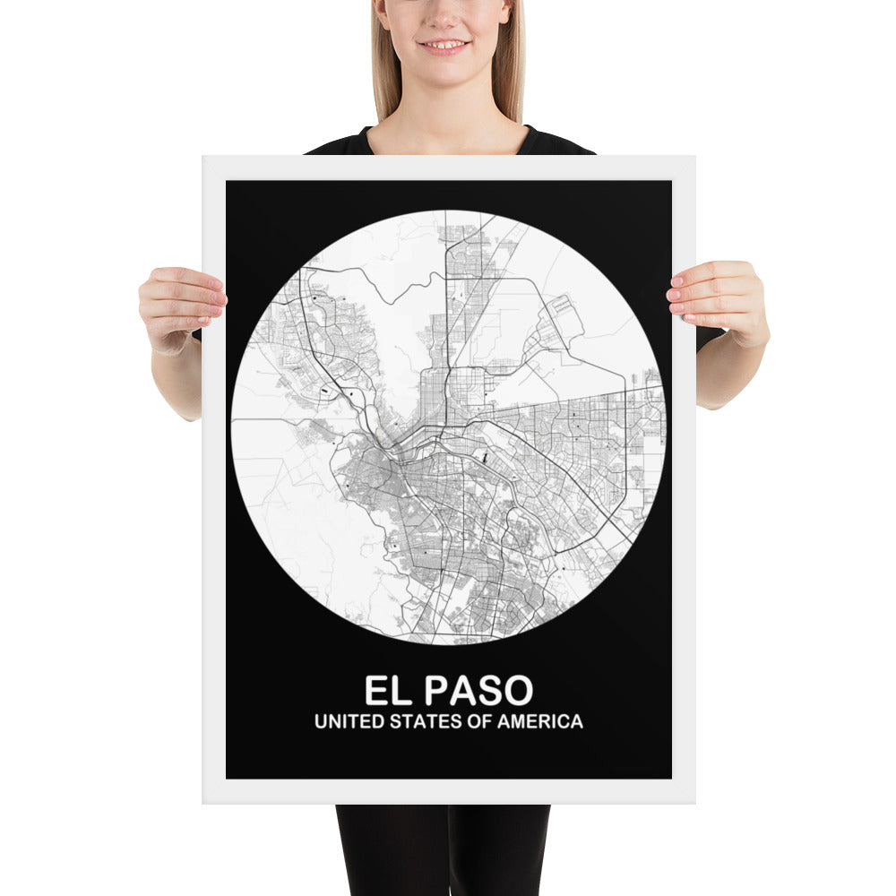 El Paso Circular White Framed Map