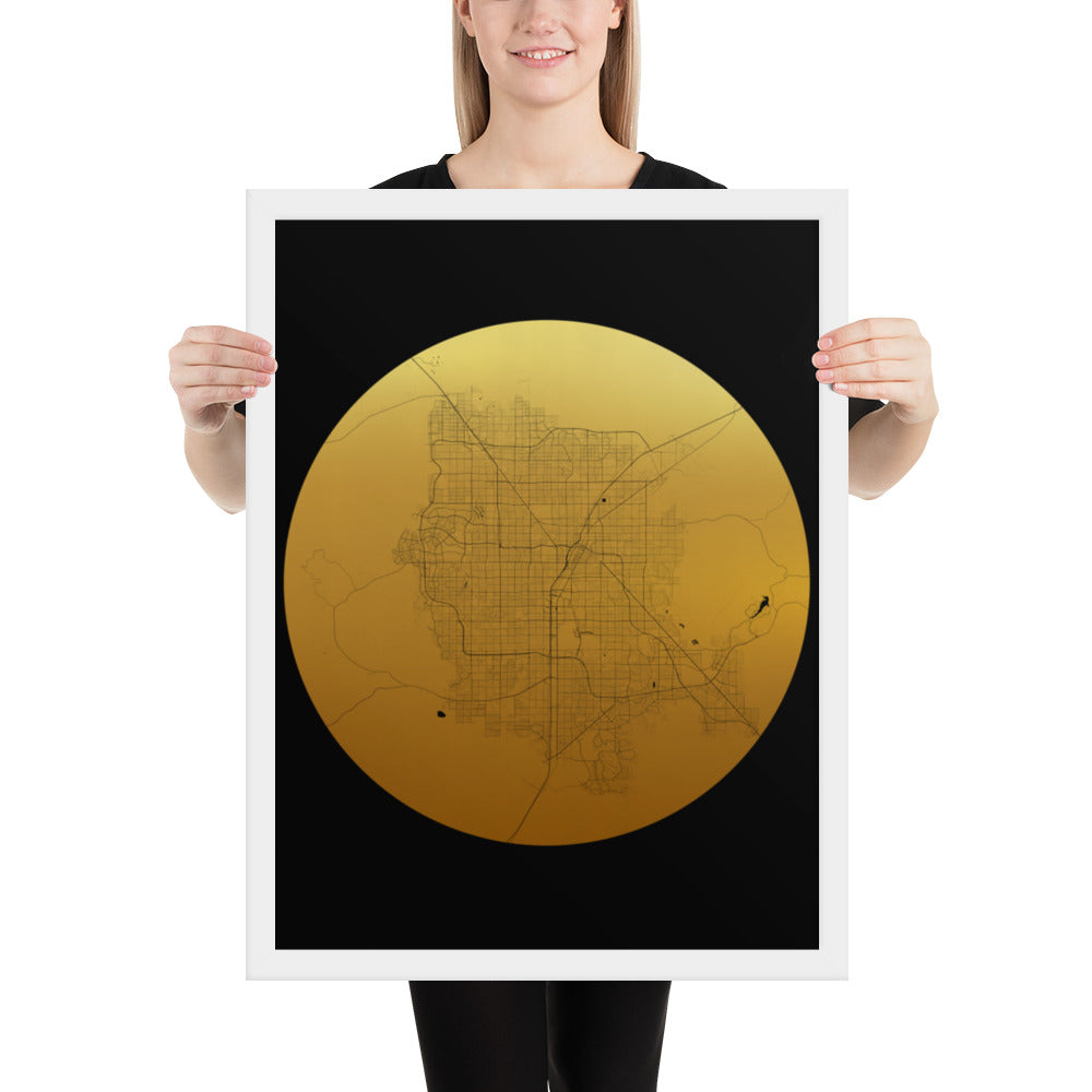 Las Vegas Gold on Black Framed Map