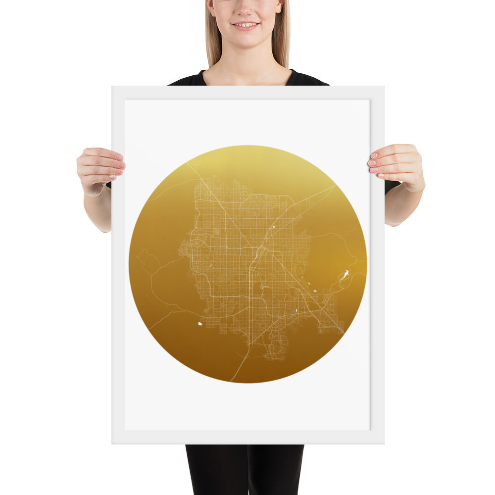 Las Vegas Gold on White Framed Map