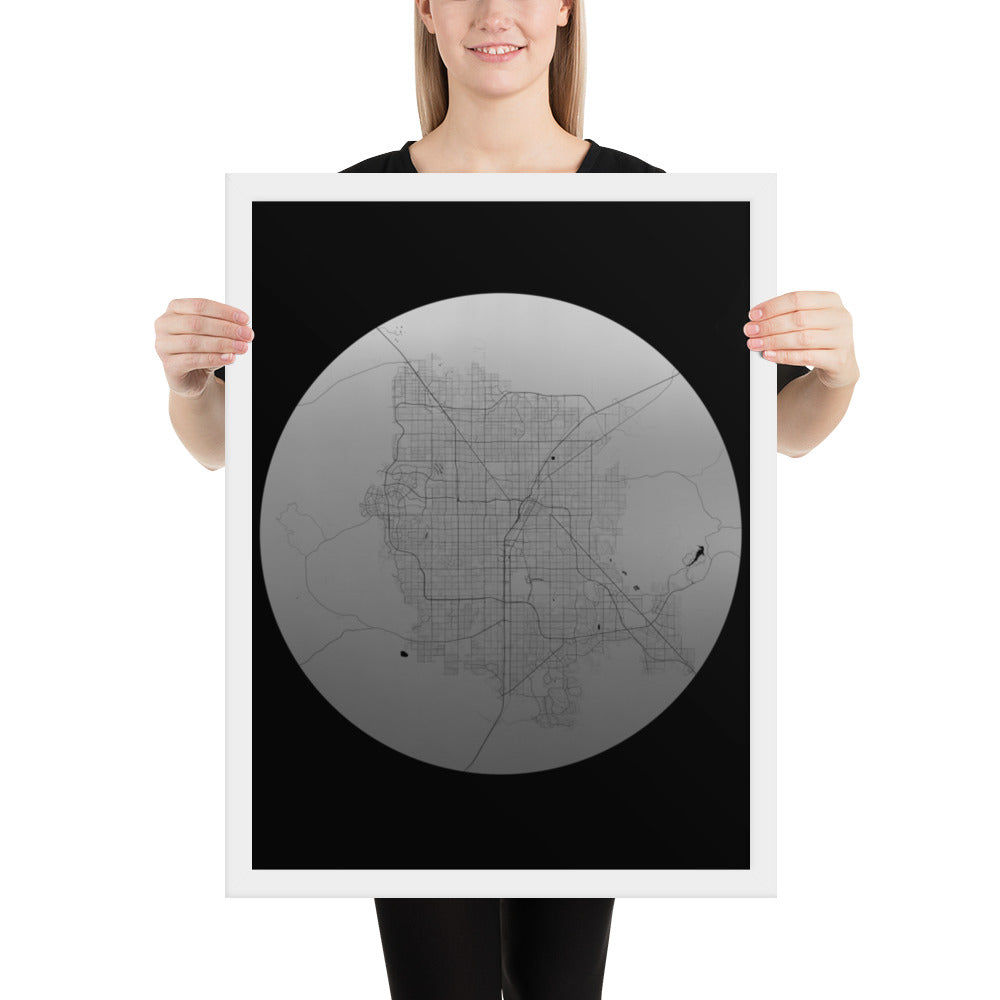 Las Vegas Silver on Black Framed Map