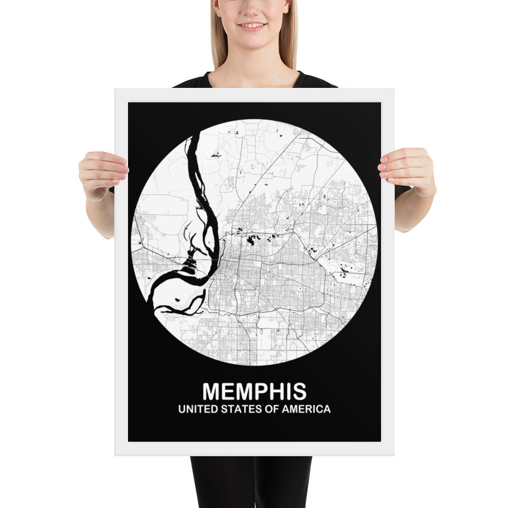 Memphis Circular White Framed Map