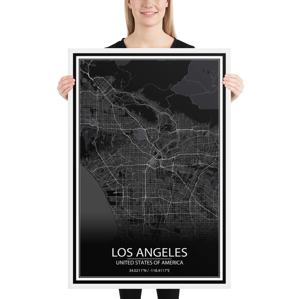 Los Angeles Black Framed Map