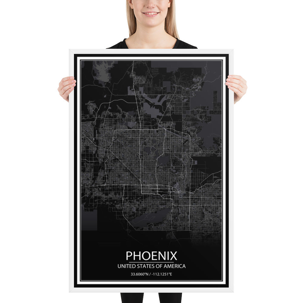 Phoenix Black Framed Map