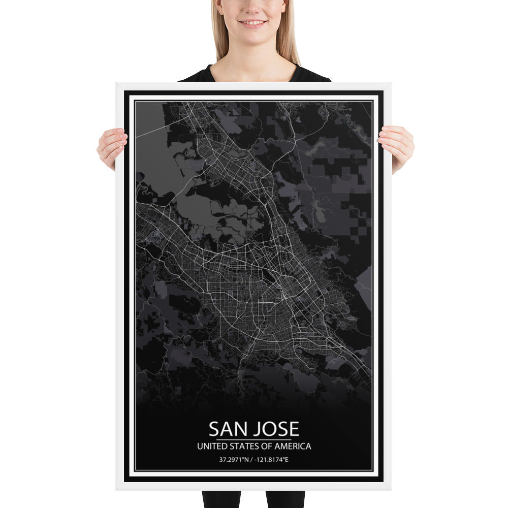 San Jose Black Framed Map