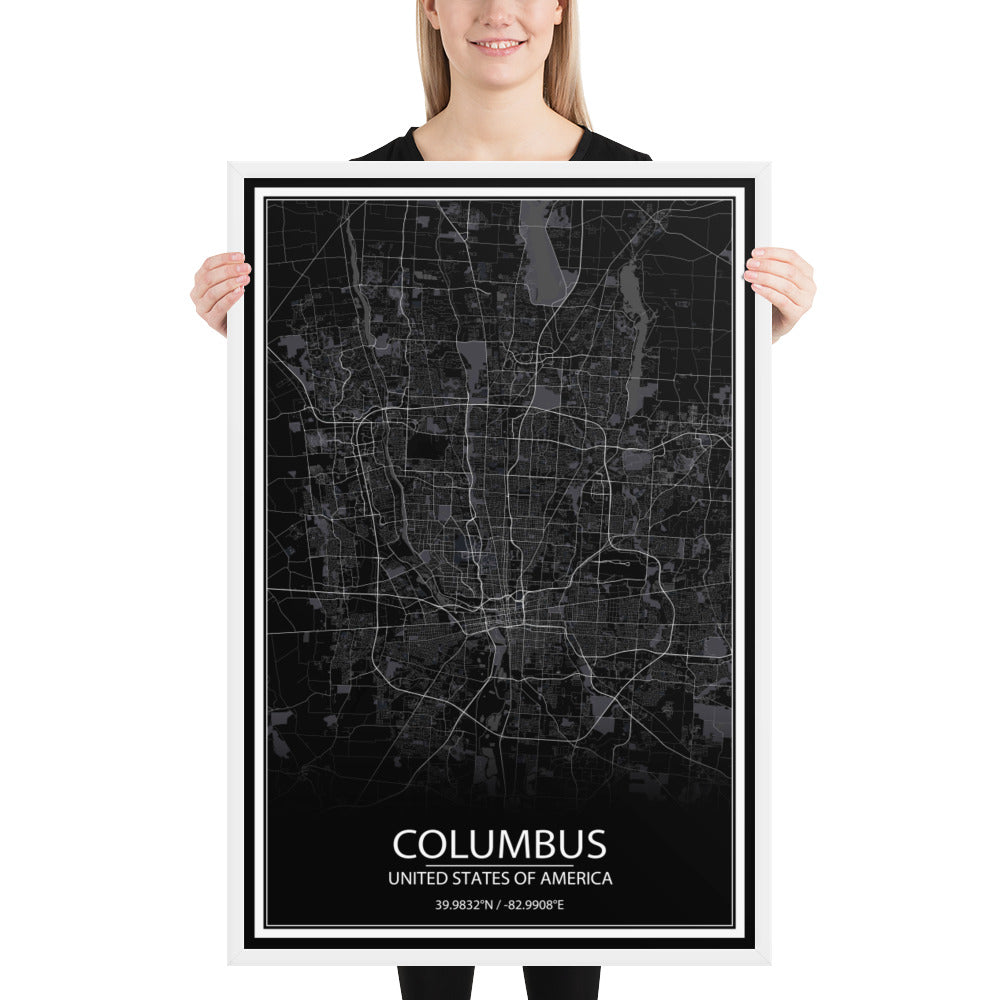 Columbus Black Framed Map